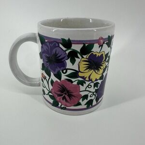 Flower Ceramic Coffee Mug D Shape Handle Stylish Cool Design Printed Mug